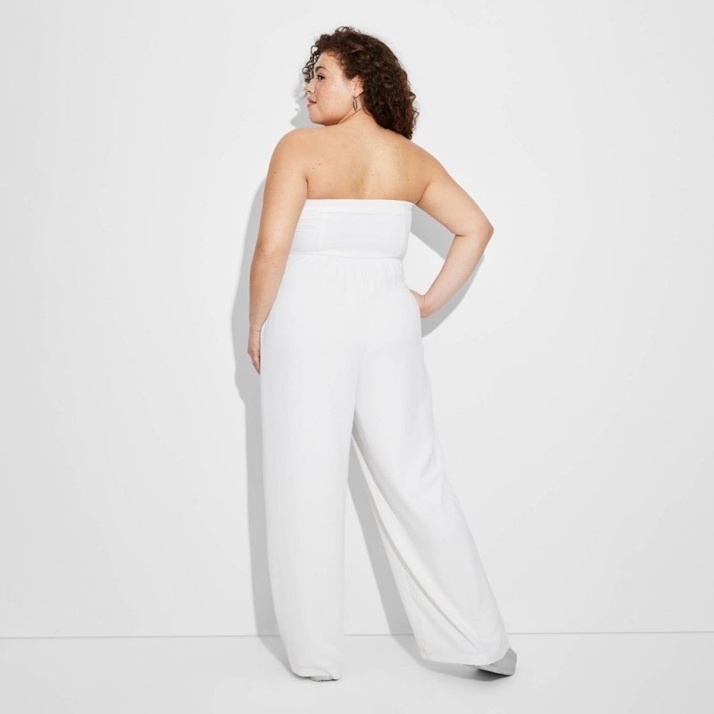 Wild Fable Lightweight White Wide Leg Strapless Tube Jumpsuit - Picture 2 of 14